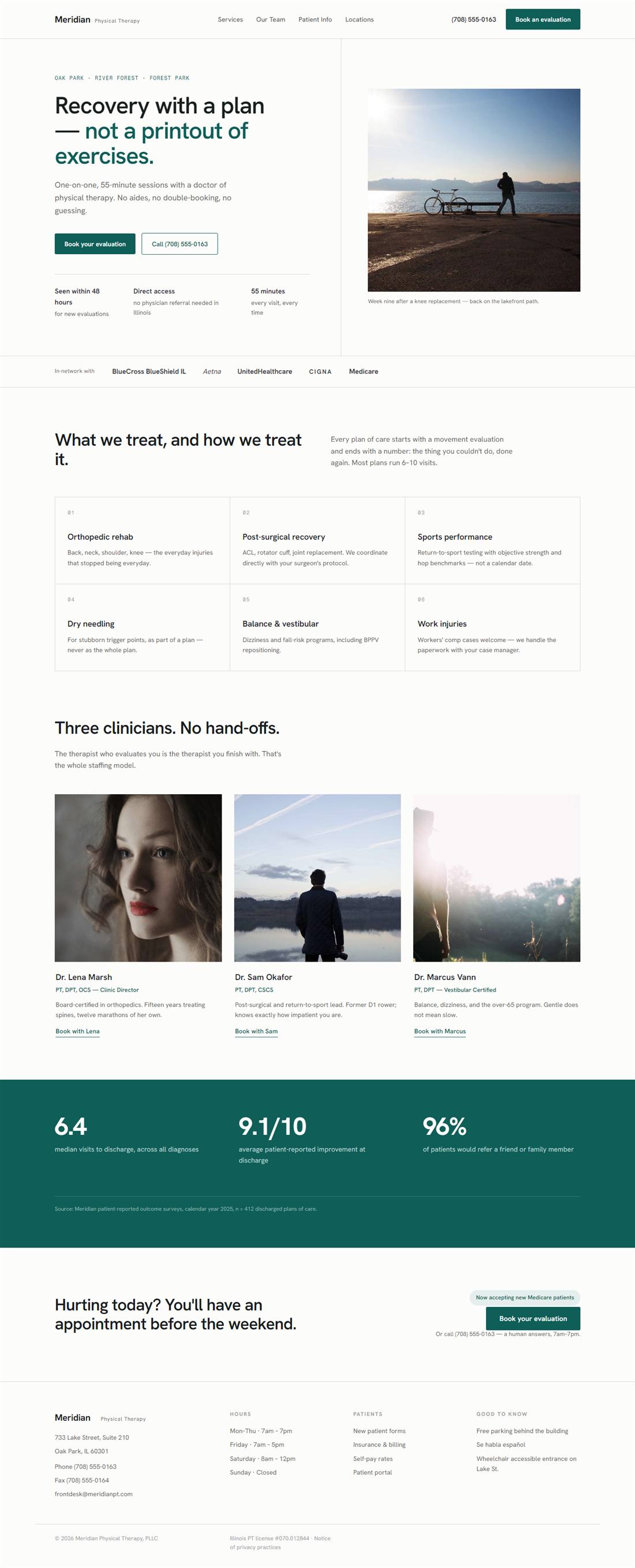 Meridian Physical Therapy website redesign