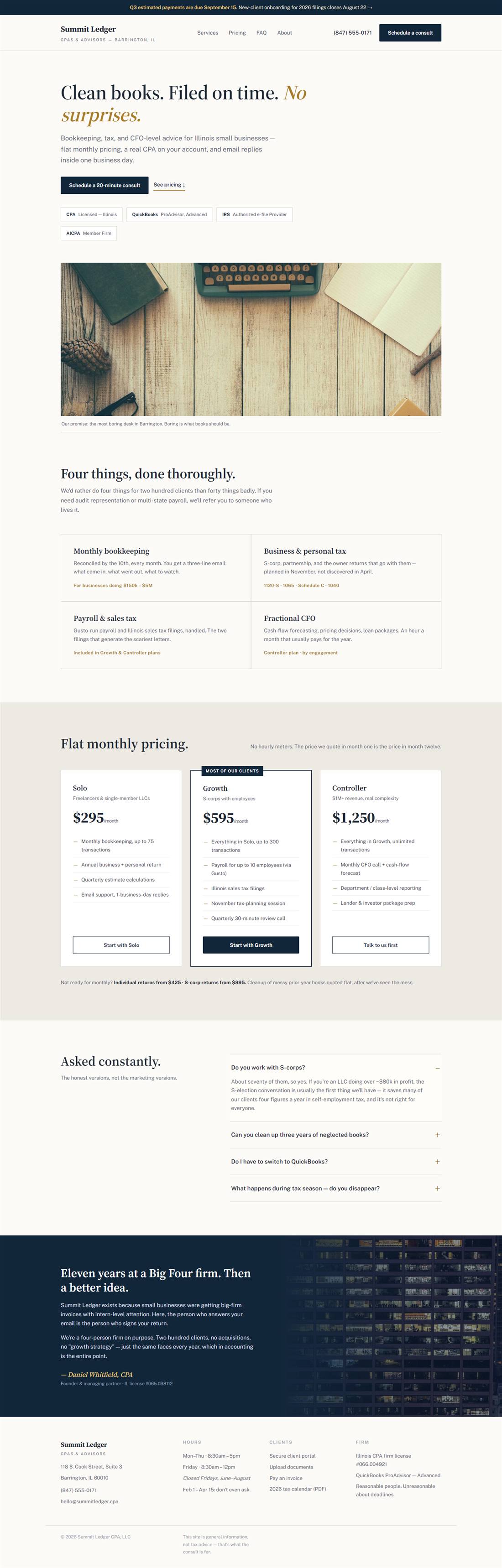 Summit Ledger CPA website redesign