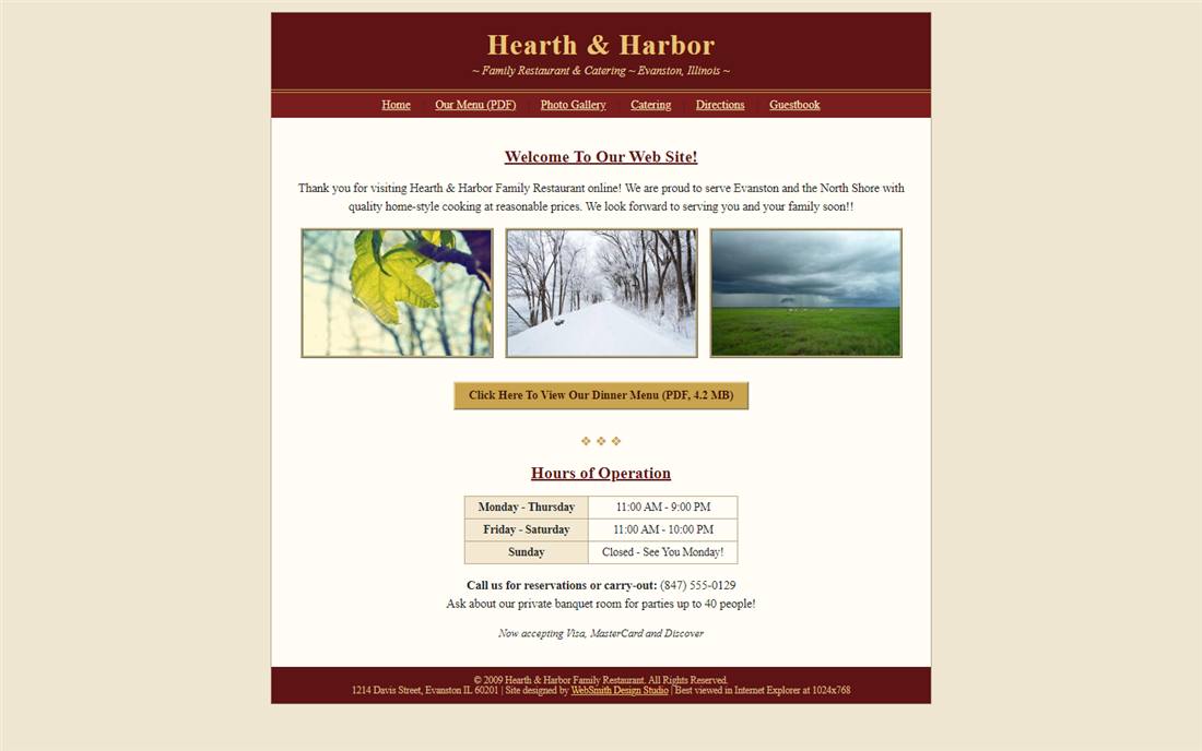 The dated 2009 restaurant website it replaced