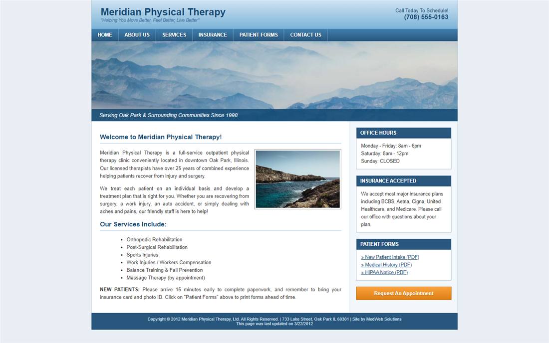 The dated 2012 clinic website it replaced