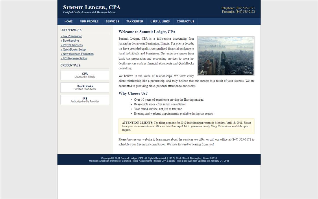 The dated 2011 accounting website it replaced